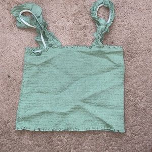 aerie American Eagle Smocked Crop Top